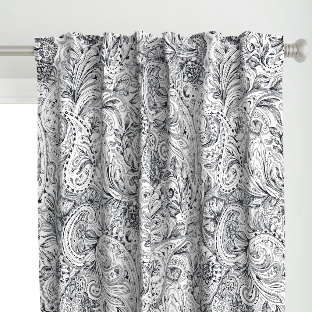 Paisley - Black&White Curtain Panel | Spoonflower