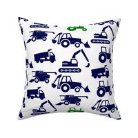 Trucks & Tractors In Navy Blue & Green