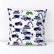 Trucks & Tractors In Navy Blue & Green