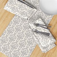 Cream and Gray Damask