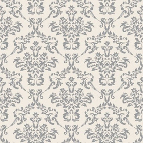 Cream and Gray Damask