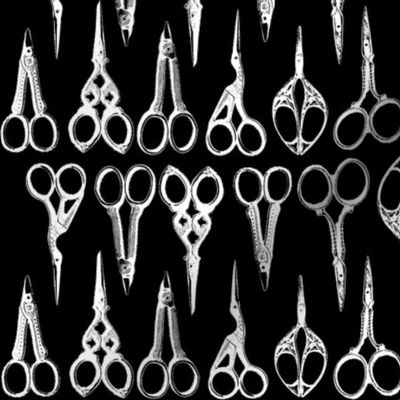 Antique Scissors on Black - Vertical