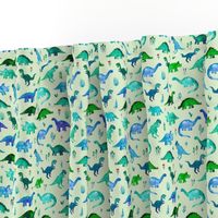 Tiny Dinos on light mint green Small Print