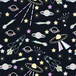 midnight spaceships large print