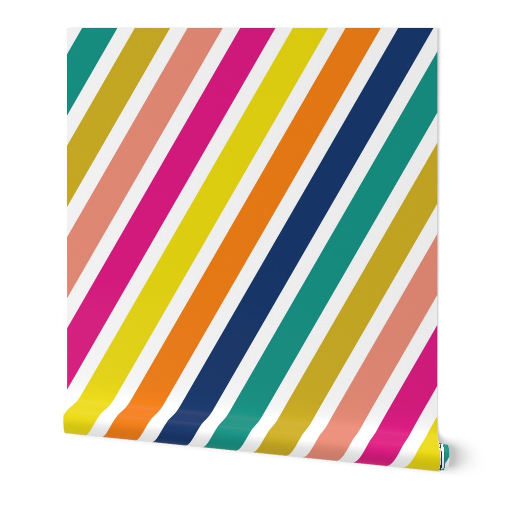 Birchdale Stripes (Diagonal) || bright diagonal rainbow stripes