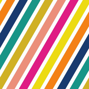 Birchdale Stripes (Diagonal) || bright diagonal rainbow stripes