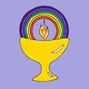 Rainbow Flaming Chalice on Lilac