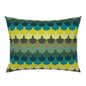 Teal, Mustard and Mulch Motifs New York Scallop