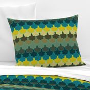 Teal, Mustard and Mulch Motifs New York Scallop