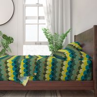 Teal, Mustard and Mulch Motifs New York Scallop