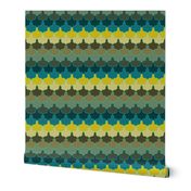 Teal, Mustard and Mulch Motifs New York Scallop