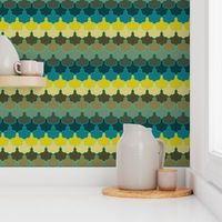 Teal, Mustard and Mulch Motifs New York Scallop