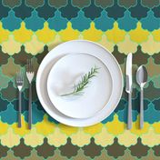 Teal, Mustard and Mulch Motifs New York Scallop