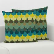 Teal, Mustard and Mulch Motifs New York Scallop