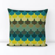 Teal, Mustard and Mulch Motifs New York Scallop