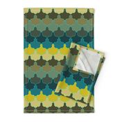 Teal, Mustard and Mulch Motifs New York Scallop