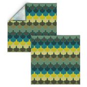 Teal, Mustard and Mulch Motifs New York Scallop