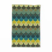 Teal, Mustard and Mulch Motifs New York Scallop