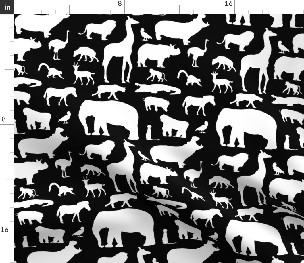 African Animals on Black