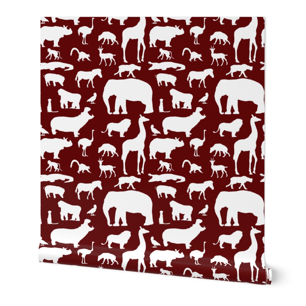 African Animals on Maroon