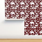 African Animals on Maroon