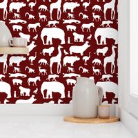 African Animals on Maroon