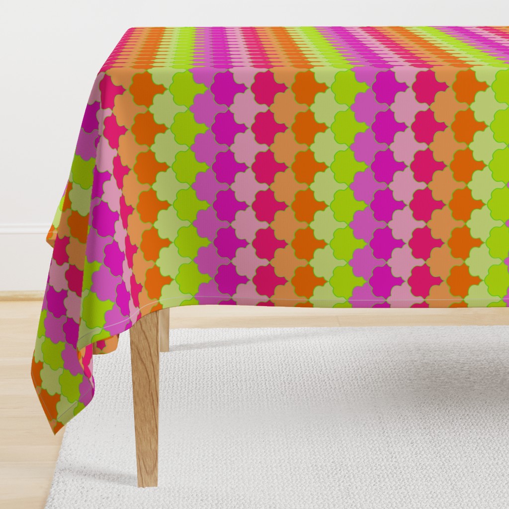 Bright Lime, Orange and Pink Quatrefoil LA Scallop