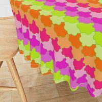 Bright Lime, Orange and Pink Quatrefoil LA Scallop