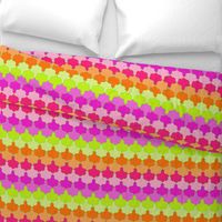 Bright Lime, Orange and Pink Quatrefoil LA Scallop