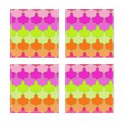 Bright Lime, Orange and Pink Quatrefoil LA Scallop