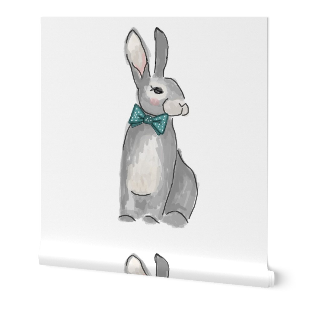 Dapper Rabbit with Bow tie Pillow Front