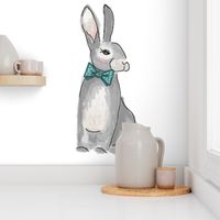 Dapper Rabbit with Bow tie Pillow Front