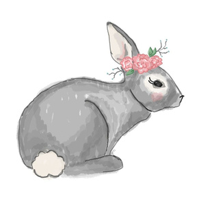 Bunny with Floral Crown - Pillow Front