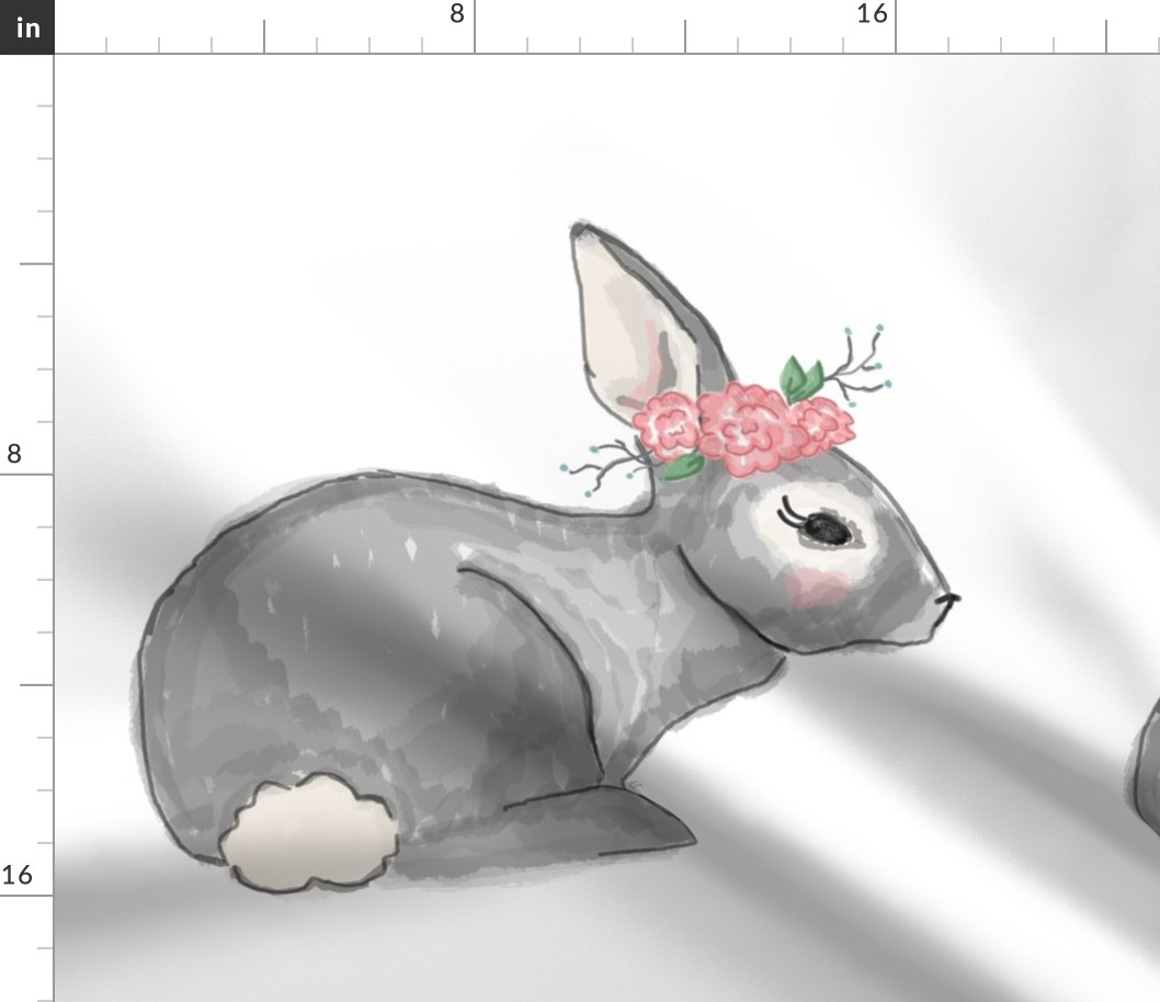 Bunny with Floral Crown - Pillow Front