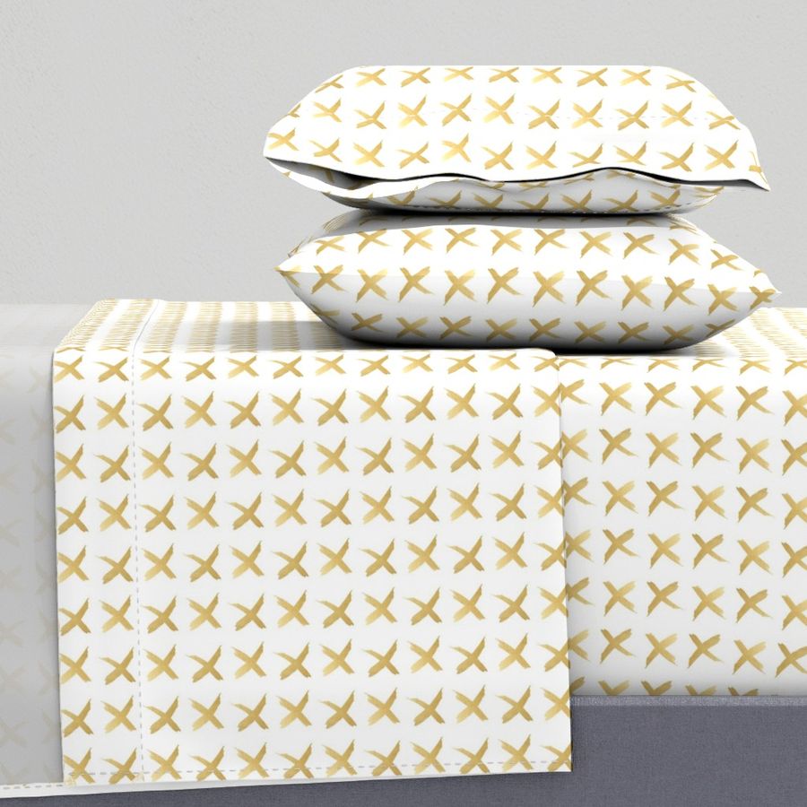 Gold painted xs, gold X, gold xes, gold | Spoonflower