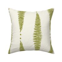 Moss Green Fern Ferns on Ivory Cream Offwhite