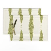 Moss Green Fern Ferns on Ivory Cream Offwhite