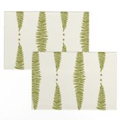 Moss Green Fern Ferns on Ivory Cream Offwhite