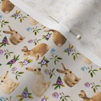 Bunnies in the garden, vintage cotton