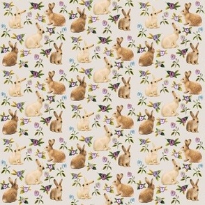 Bunnies in the garden, vintage cotton