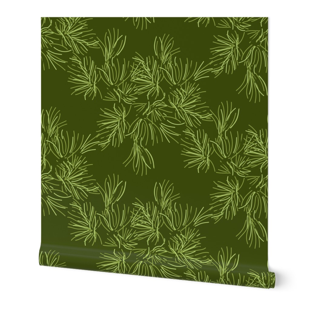 16-19K Sage Green Pine Needle // Pinecone Tree Evergreen Forest Traditional_Miss Chiff Designs