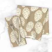 16-19J Winter Pinecone || Mountain Wedding Evergreen Winter Pine Tree Cream on Taupe Tan_Miss Chiff Designs 