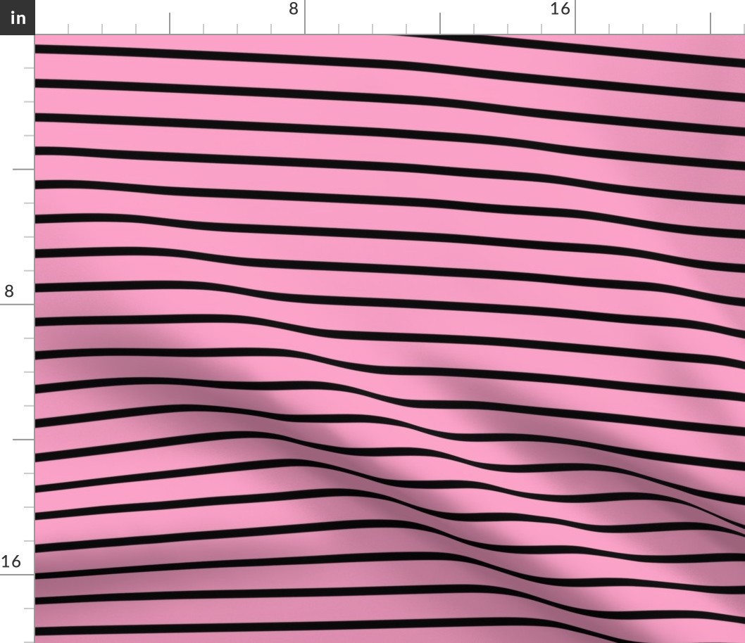 Stripes - Horizontal - Mid Pink (#FBA0C6) and Black (#000000) 