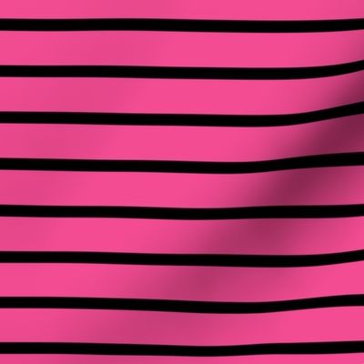 Stripes - Horizontal - Mid Pink (#F34C92) and Black (#000000) 