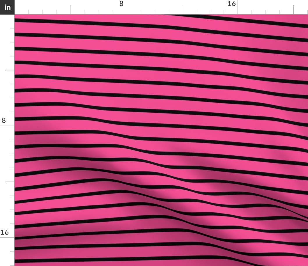 Stripes - Horizontal - Mid Pink (#F34C92) and Black (#000000) 