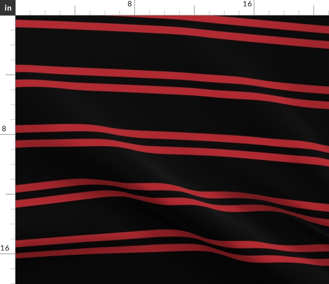 Stripes - Horizontal - Dark Red (#B1252C) double 0.5 inch stripes with Black (#000000) 2.5 inch stripes