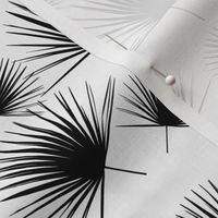 BLACK PALM leaf palmetto on oyster linen texture 