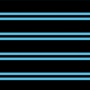 Stripes - Horizontal - Pale Blue (#57BEE4) double 0.5 inch stripes with Black (#000000) 2.5 inch stripes