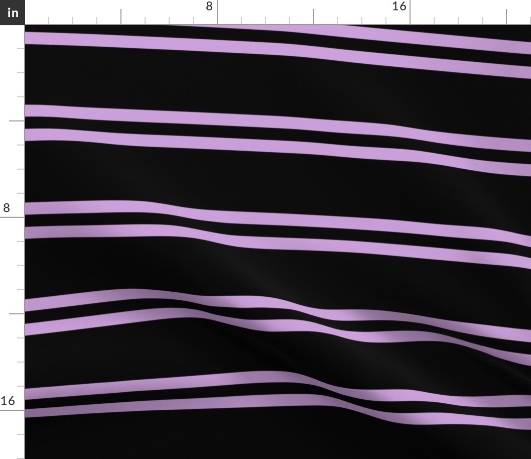 Stripes - Horizontal - Pale Purple (#CB9FD9) double 0.5 inch stripes with Black (#000000) 2.5 inch stripes