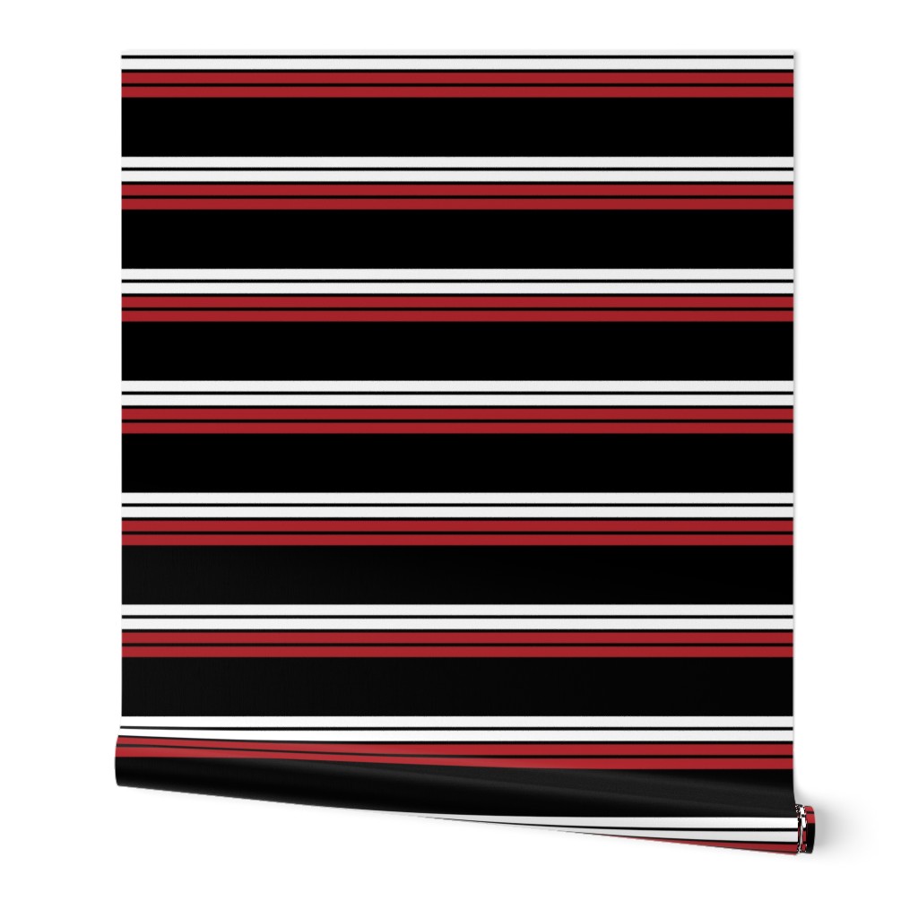 Stripes - Horizontal - Double White (#FFFFFF) and Double Dark Red (#B1252C) on Black (#000000)